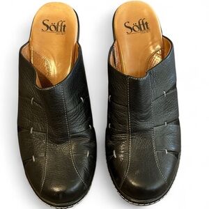 Sofft Brand Black Leather Women's Mules size9.5